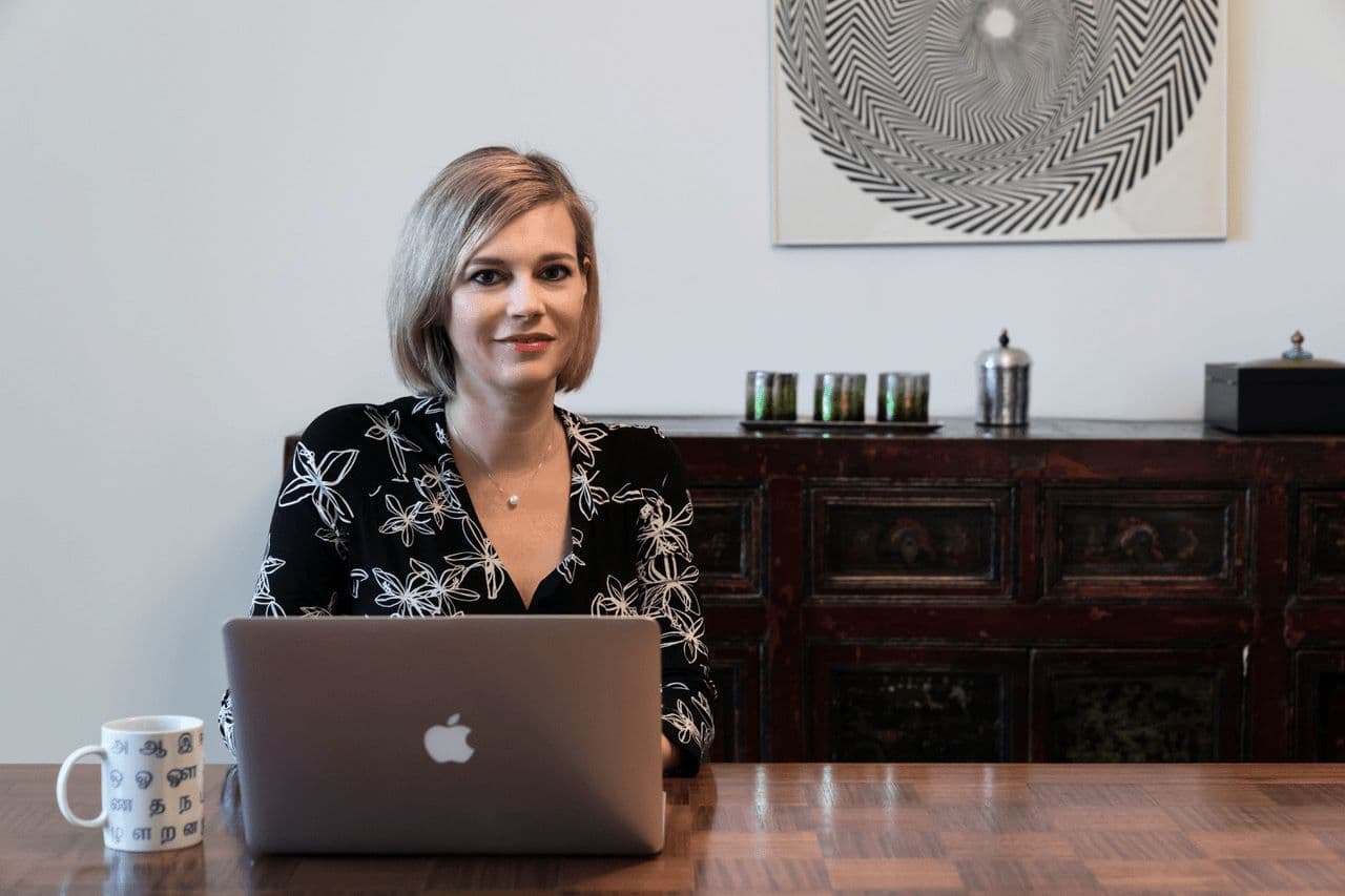 Beatrice Rieben at her desk